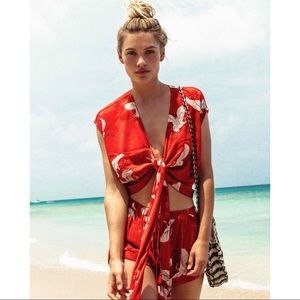 Billabong Flyin High Print Tie Front Top